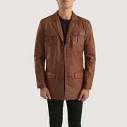 Open hem &amp; Hem Craftsmanship Construction Detail on Ray Cutler Black Leather Blazer