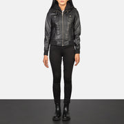 
Roslyn Hooded Кожаный бомбер для Женщин – alternate product view 3