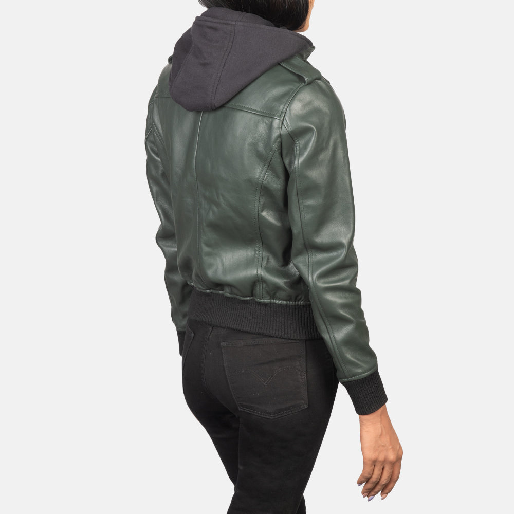 
Roslyn Hooded Кожаный бомбер для Женщин – alternate product view 5