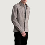 
Grey Goatskin suede Jacket - Вид сзади, подчеркивающий посадку по плечам и ровный край