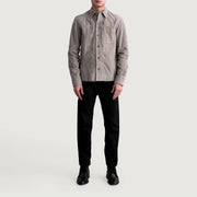 
Крупный план деталей of Shirt & Buttons Hardware on Scout Grey Suede Leather Shirt для Мужчин для Мужчин