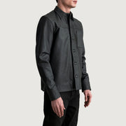 
Tumbled Black Sheepskin leather Jacket - Вид сзади, подчеркивающий посадку по плечам и ровный край