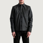 
Scout Tumbled Черный Leather Shirt для Мужчин - Вид сбоку, демонстрирующий эргономичный крой рукава