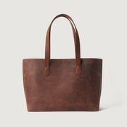 
The Bianca Vintage Distressed Brown Leather Tote Bag For Women - Боковой профиль с глубиной складок и вместительностью