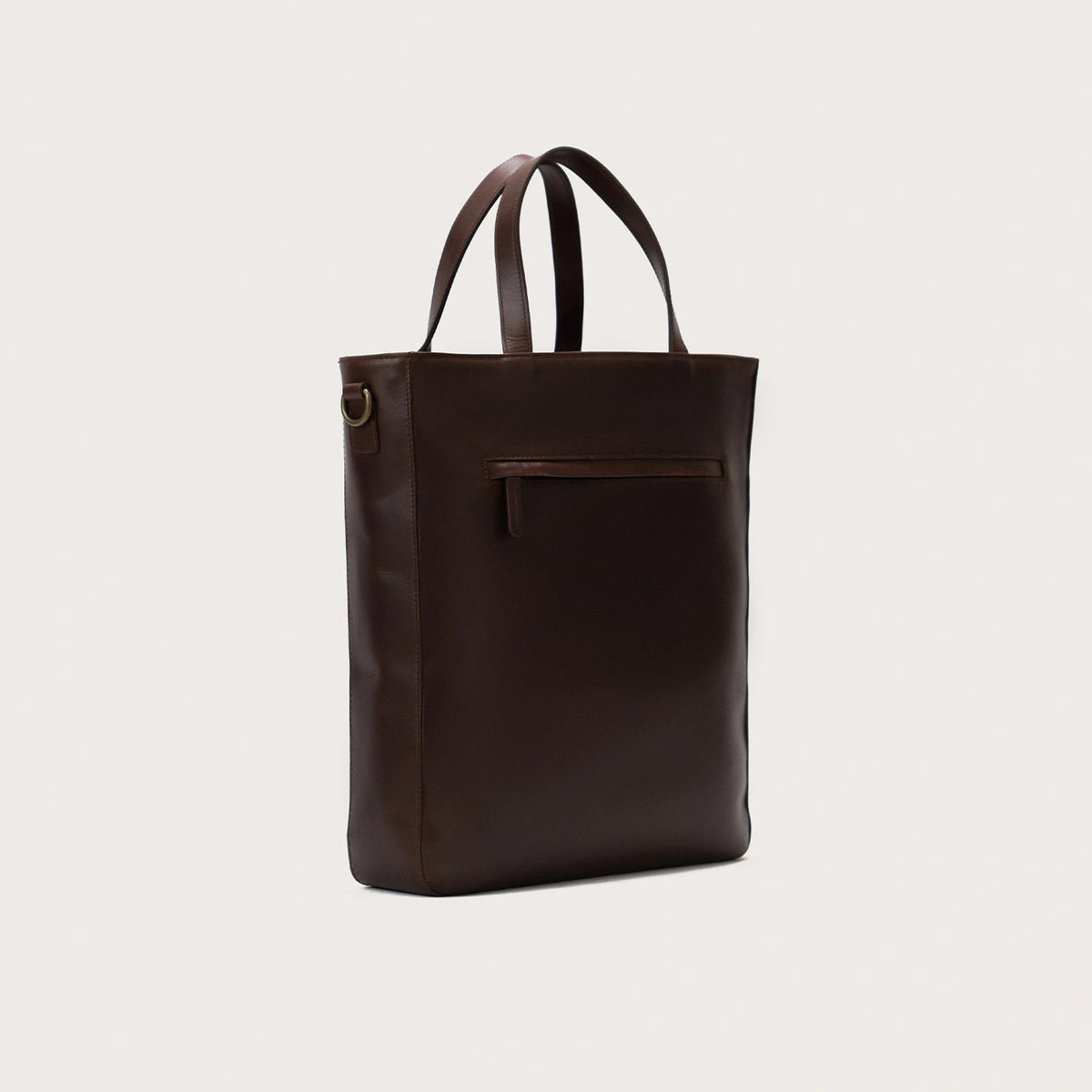 
The Poet Vintage Brown Leather Tote Bag For Men & Women - Боковой профиль с глубиной складок и вместительностью