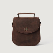 
The Sandra Vintage Distressed Brown Leather Saddle Bag For Women - Боковой профиль с глубиной складок и вместительностью