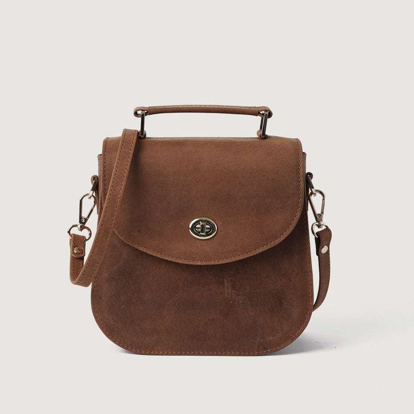 The Sandra Vintage Рыжий Leather Saddle Bag
