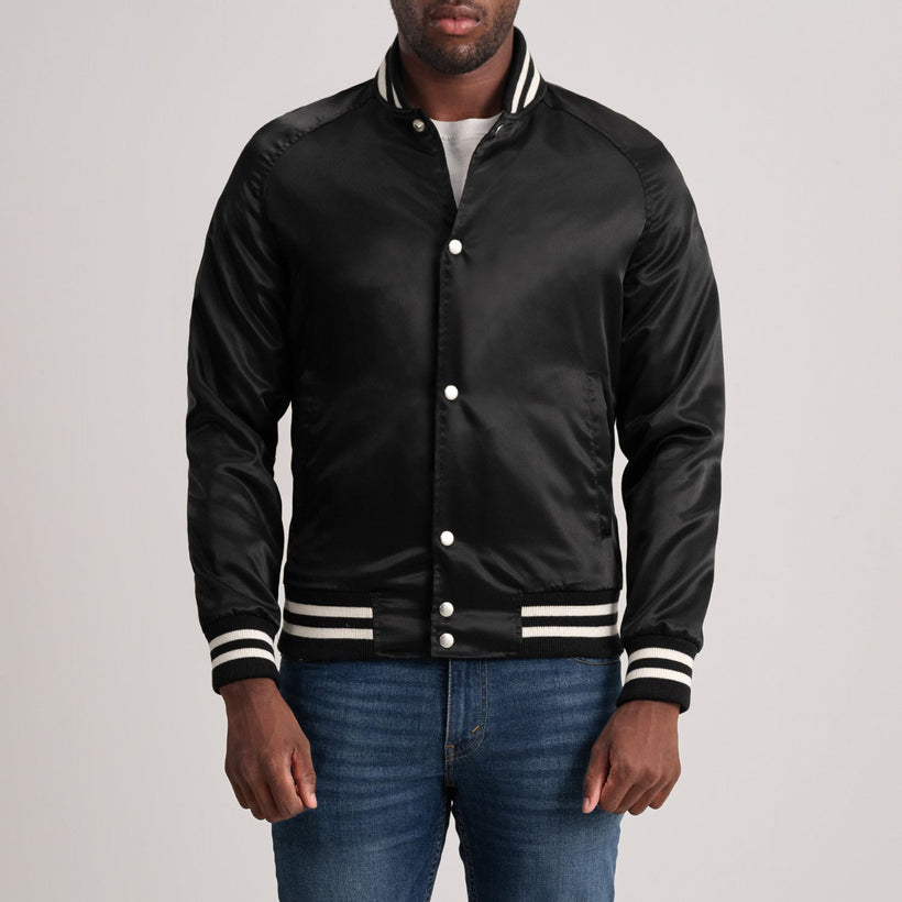 Xander Черная Varsity Кожаная куртка мужская