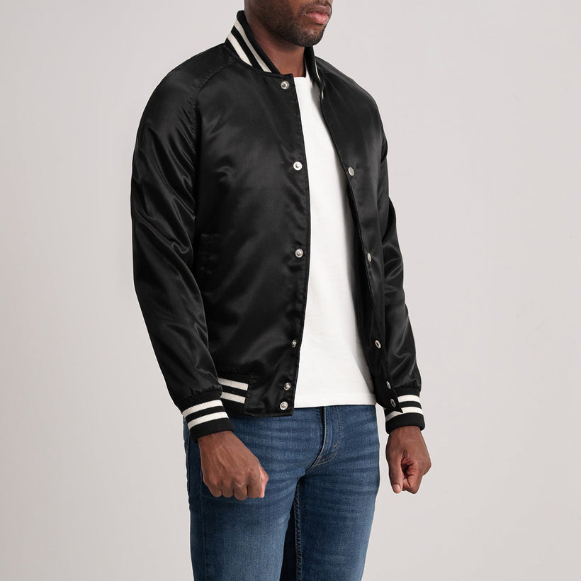 Xander Черная Varsity Кожаная куртка мужская