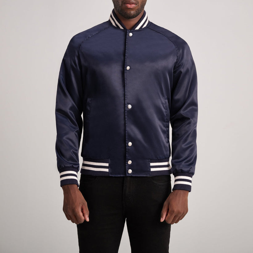Xander Синяя Varsity Кожаная куртка мужская