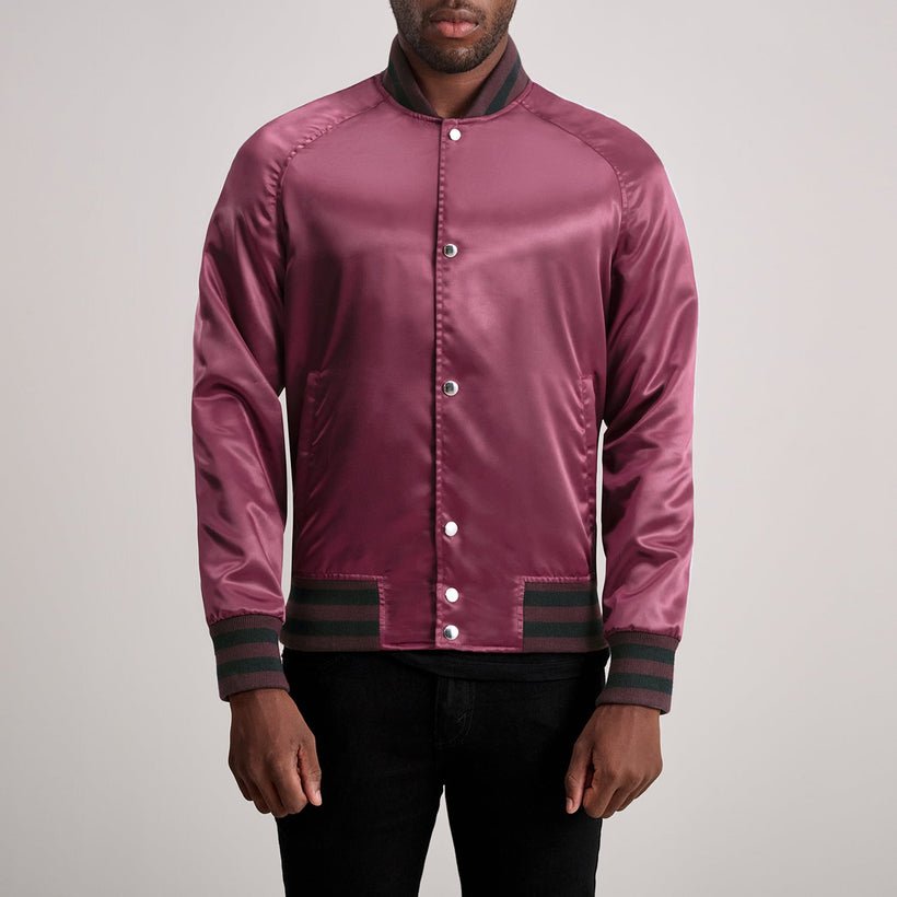 Xander Бордовая Varsity Кожаная куртка мужская